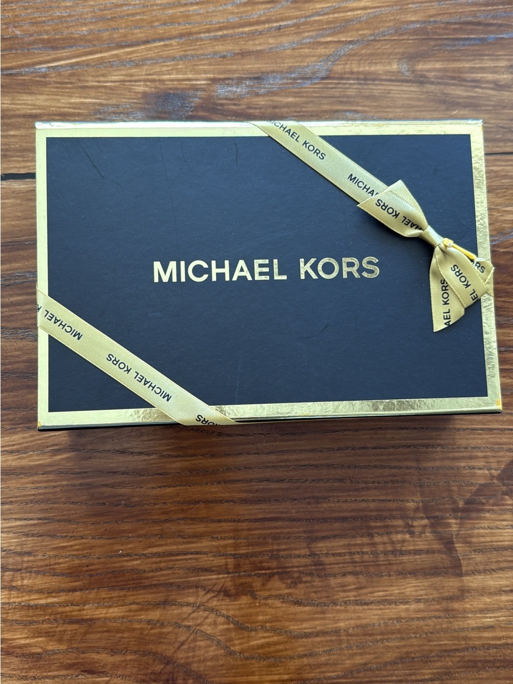 Michael Kors Black and Gold Gift Box with Branded Ribbon